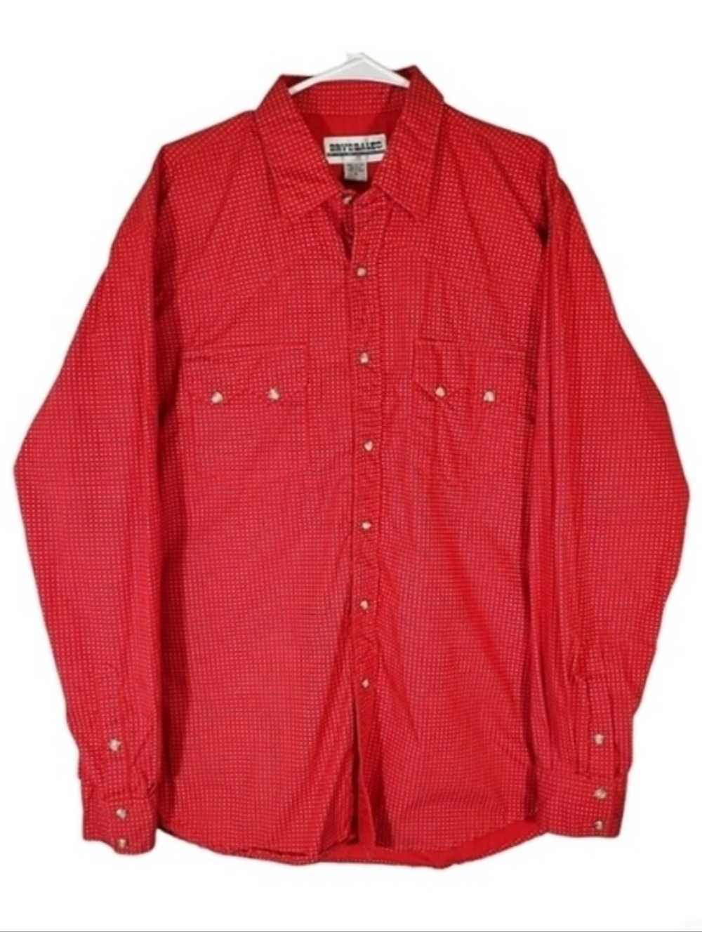 7274 * Drysdales Western Pearl Snap Shirt Red Square Print Size XL